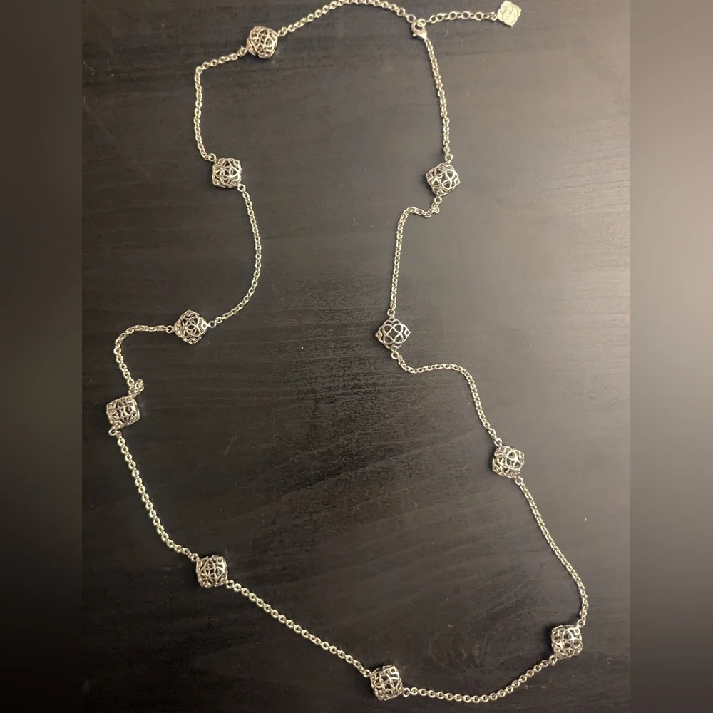 Kendra Scott Silver Necklace with Geometric Accents Nemera - Picture 3 of 8